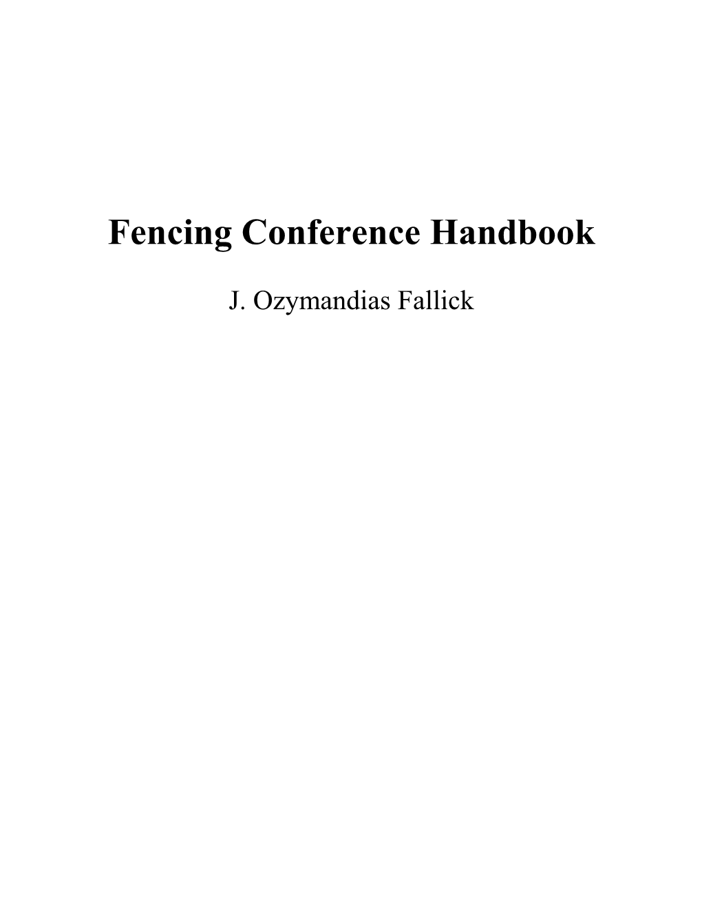 Fencing Conference Handbook