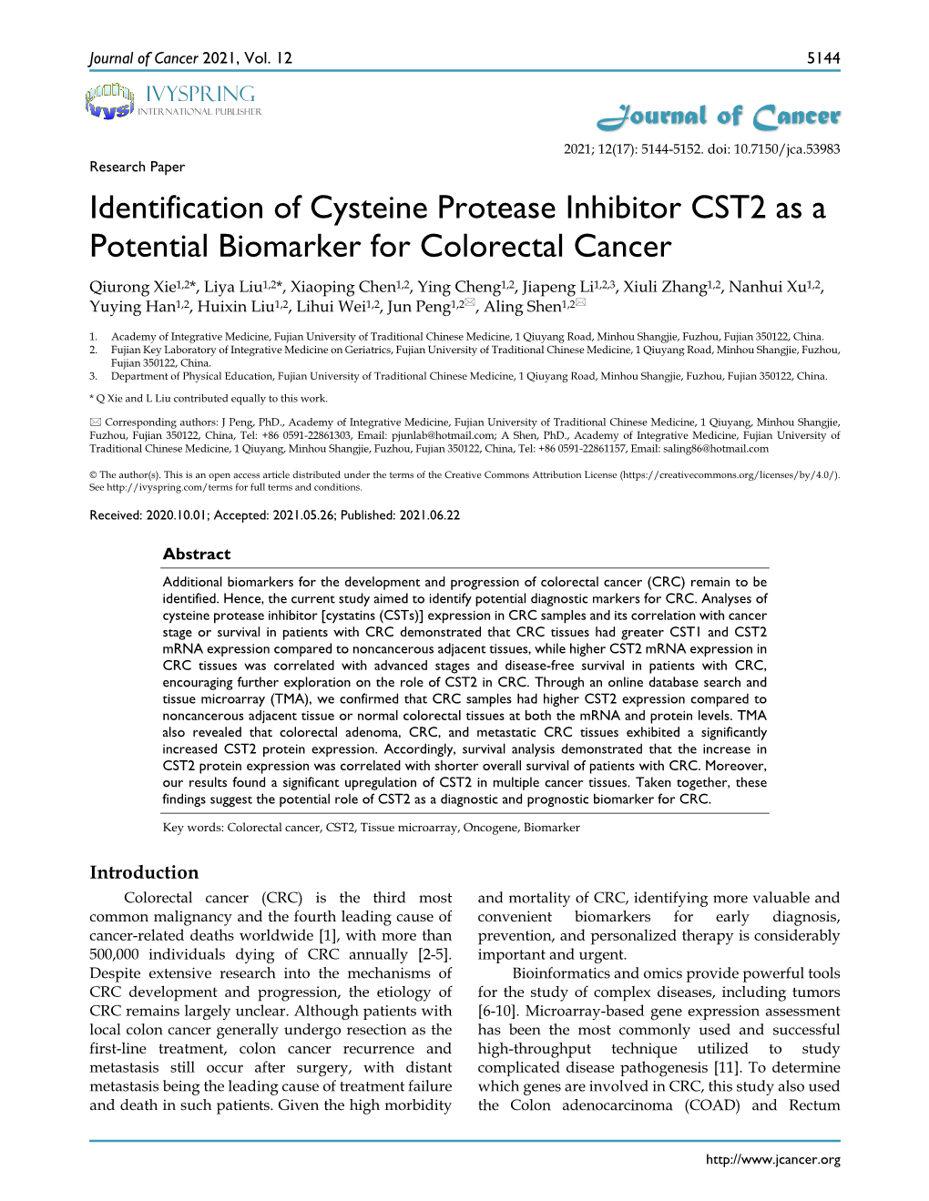 Identification of Cysteine Protease Inhibitor CST2 As a Potential