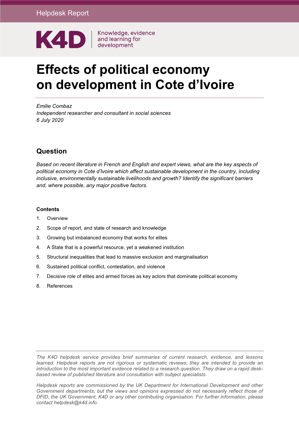 Effects of Political Economy on Development in Cote D'ivoire