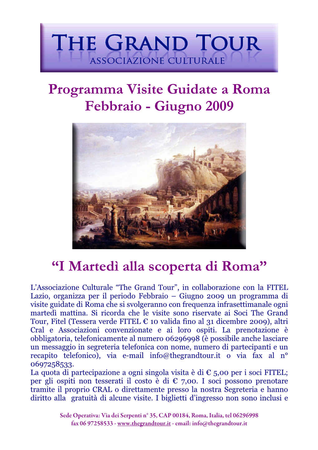 Programma Visite Guidate a Roma Febbraio - Giugno 2009