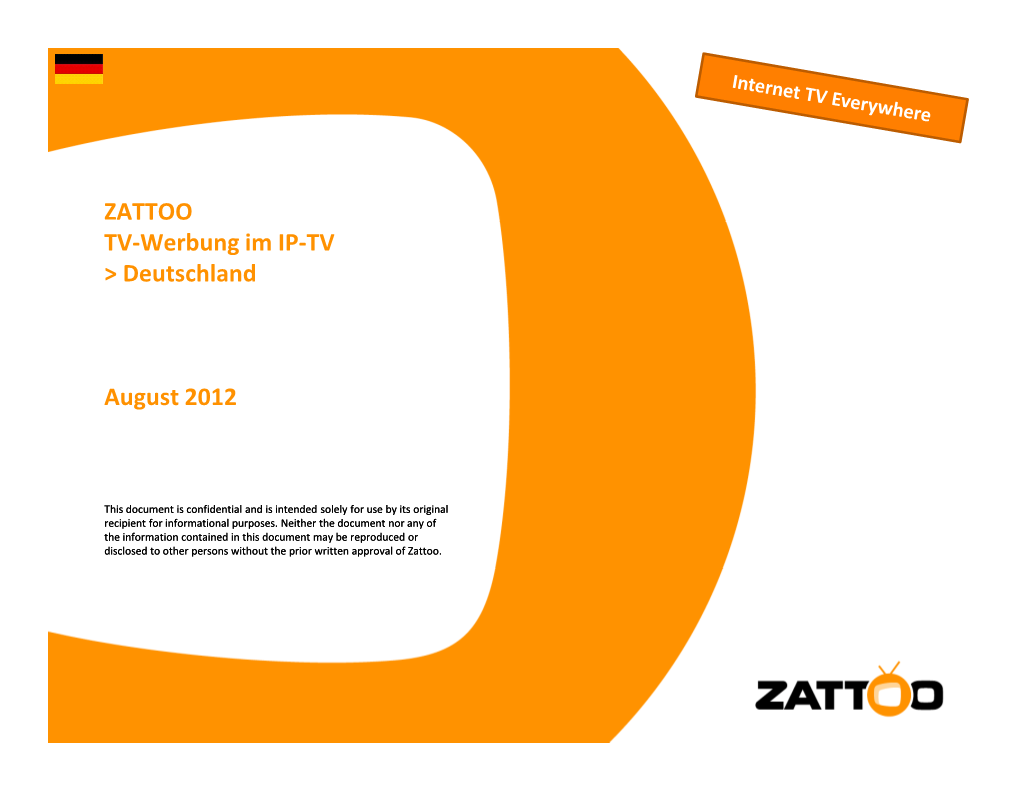 ZATTOO TV-Werbung Im IP-TV &gt; Deutschland August 2012