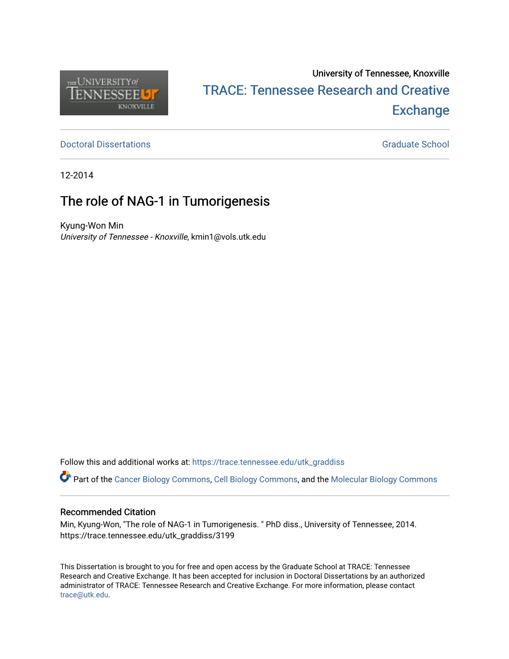 The Role of NAG-1 in Tumorigenesis