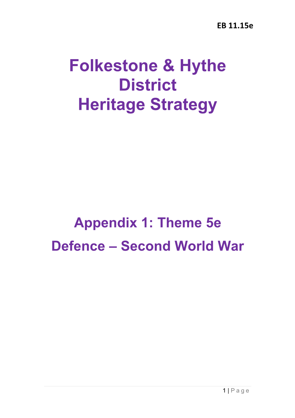 Folkestone & Hythe District Heritage Strategy