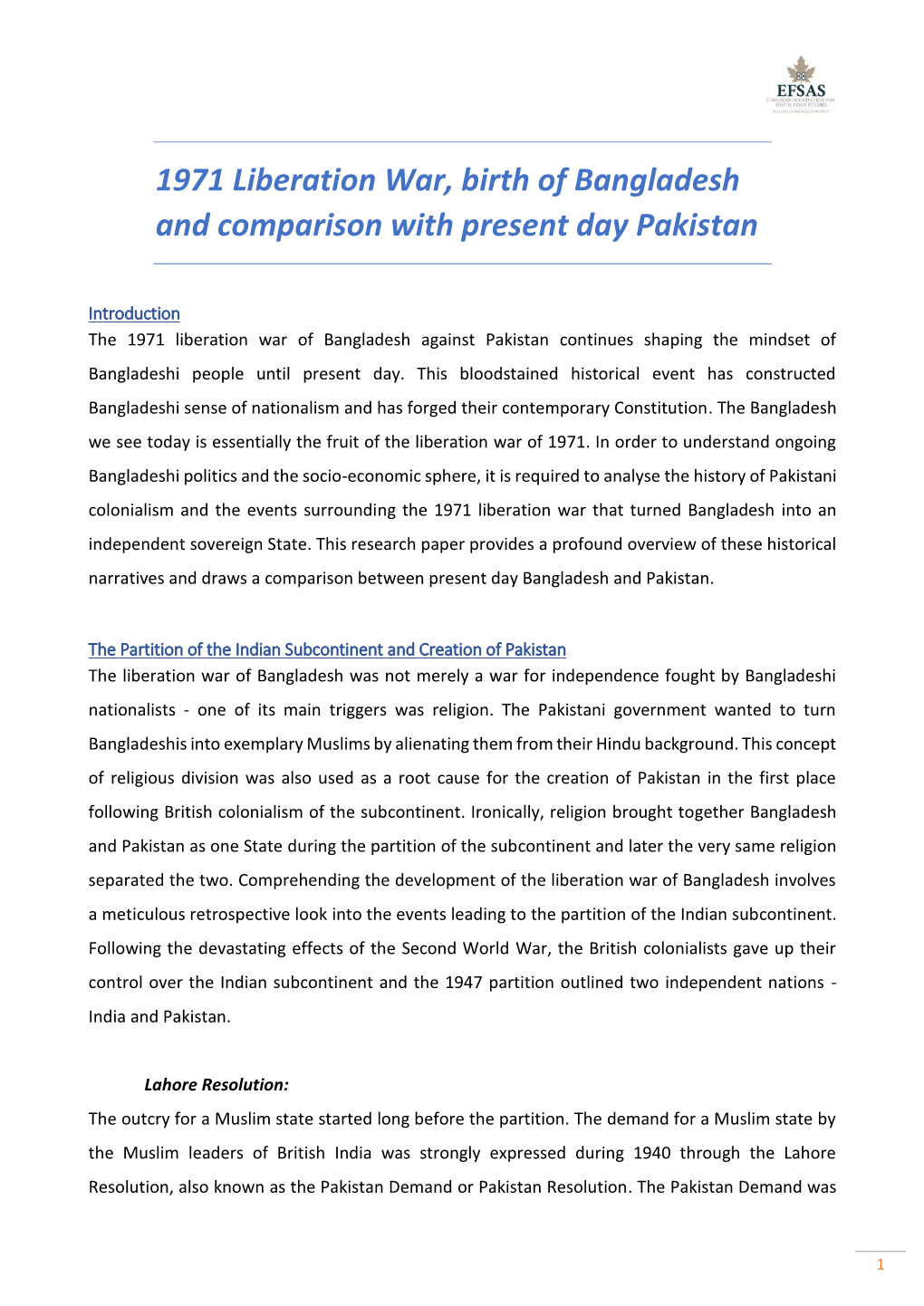 1971 Liberation War, Birth of Bangladesh and Comparison with Present Day Pakistan