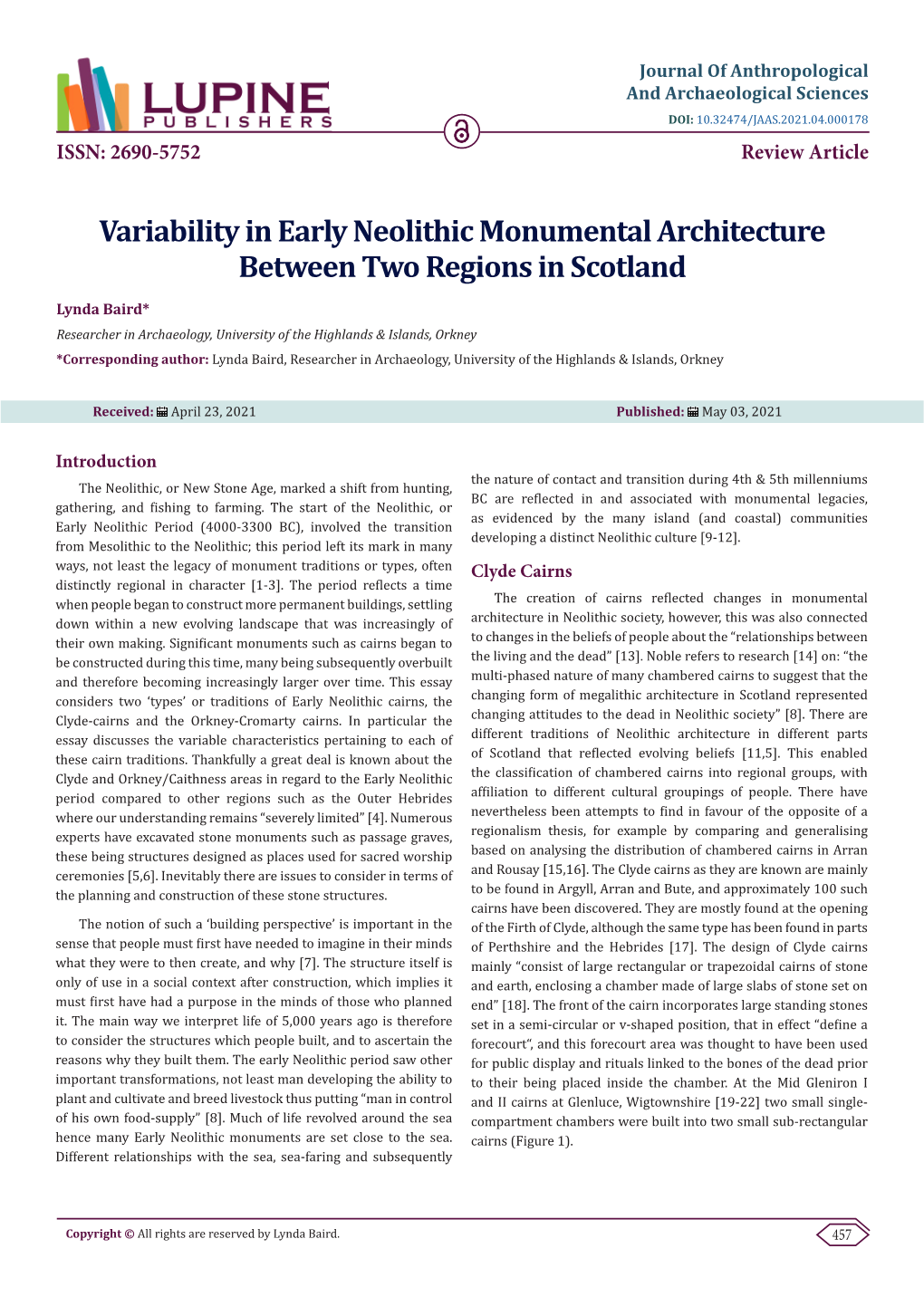 Variability in Early Neolithic Monumental Architecture Between Two Regions in Scotland