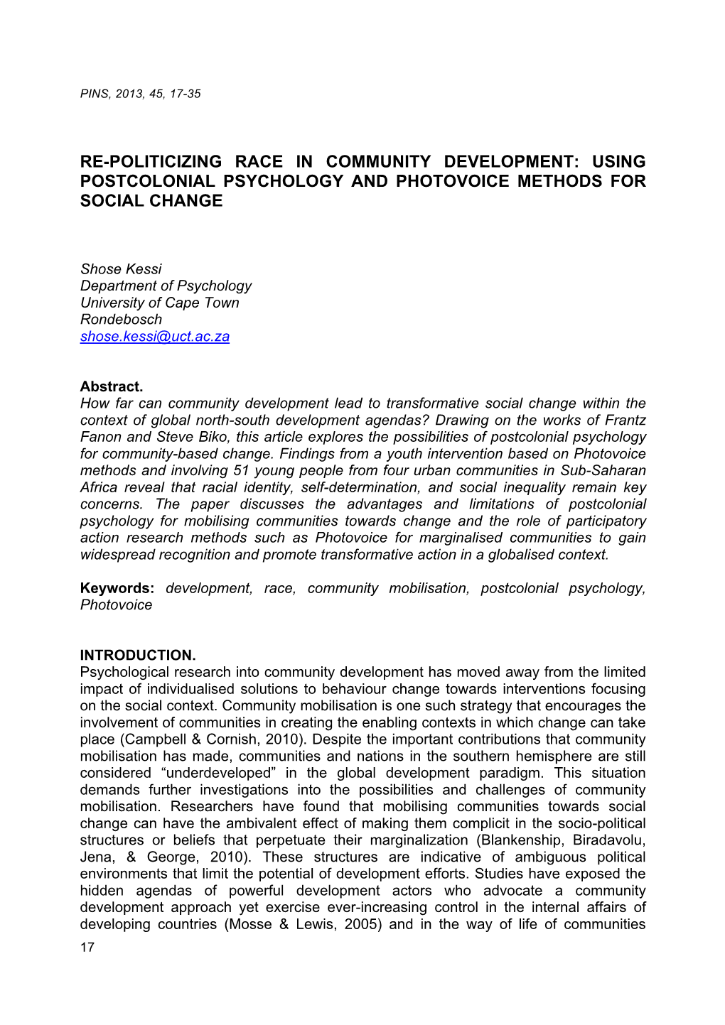 Using Postcolonial Psychology and Photovoice Methods for Social Change