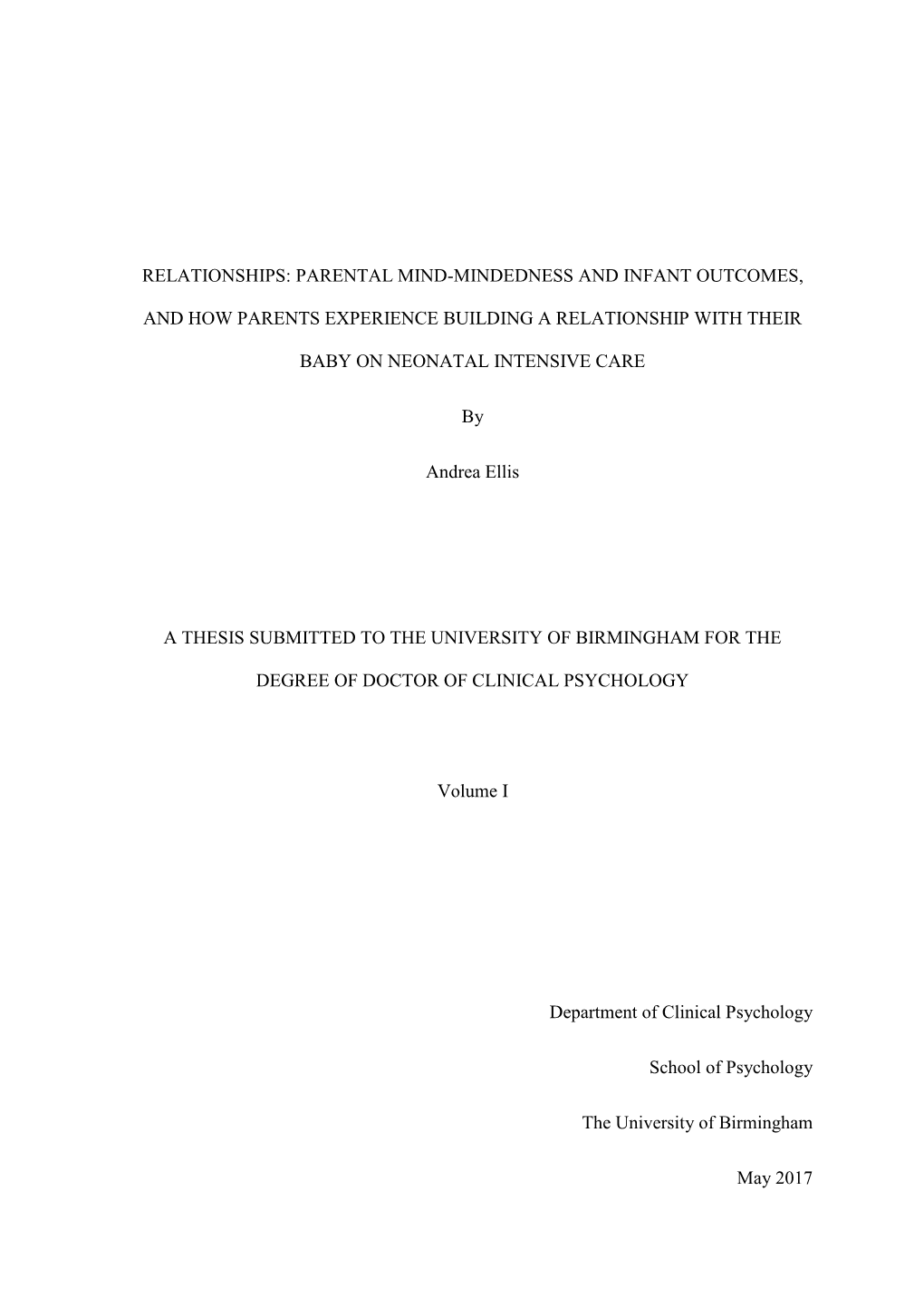 Parental Mind-Mindedness and Infant Outcomes