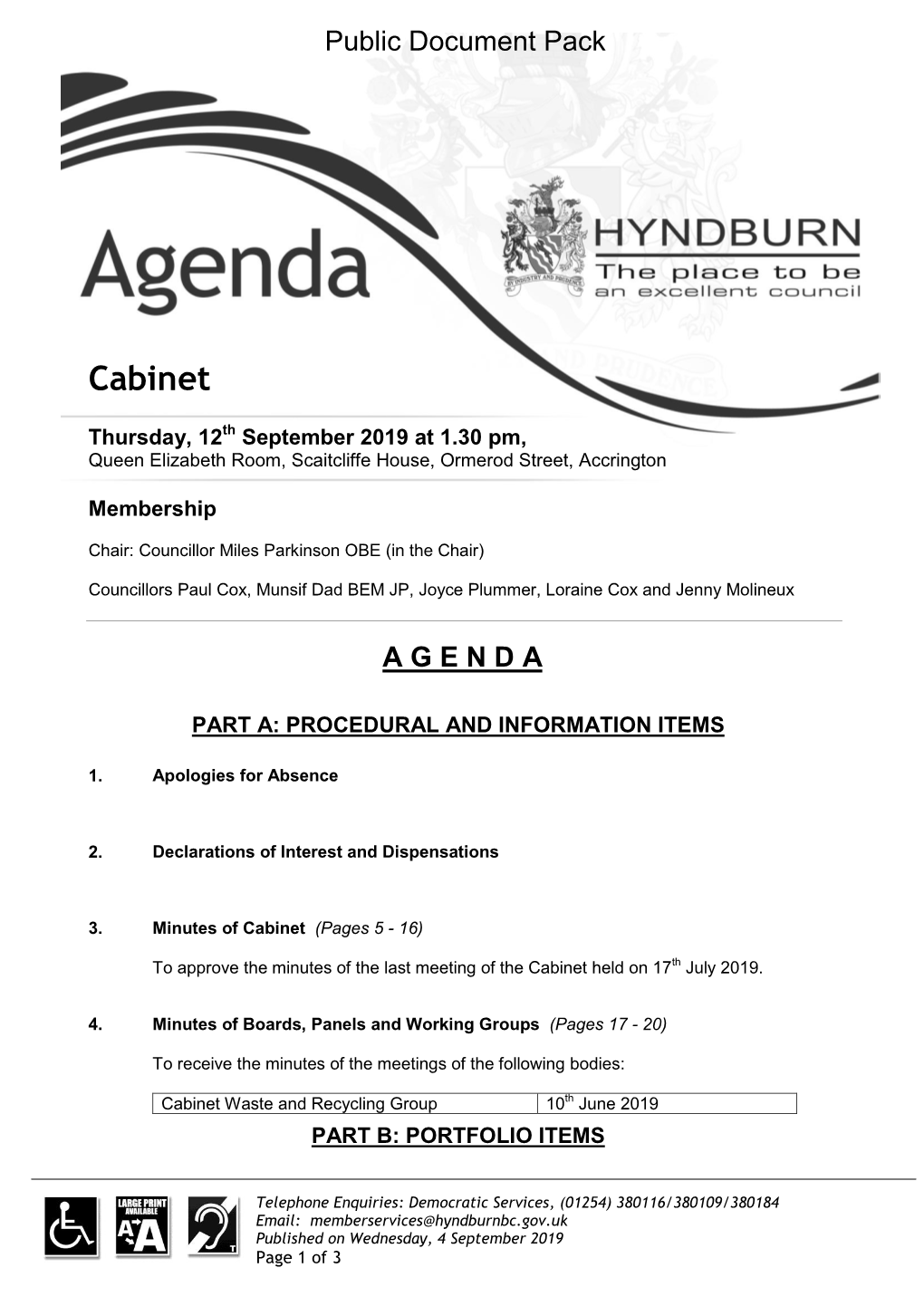 (Public Pack)Agenda Document for Cabinet, 12/09/2019 13:30