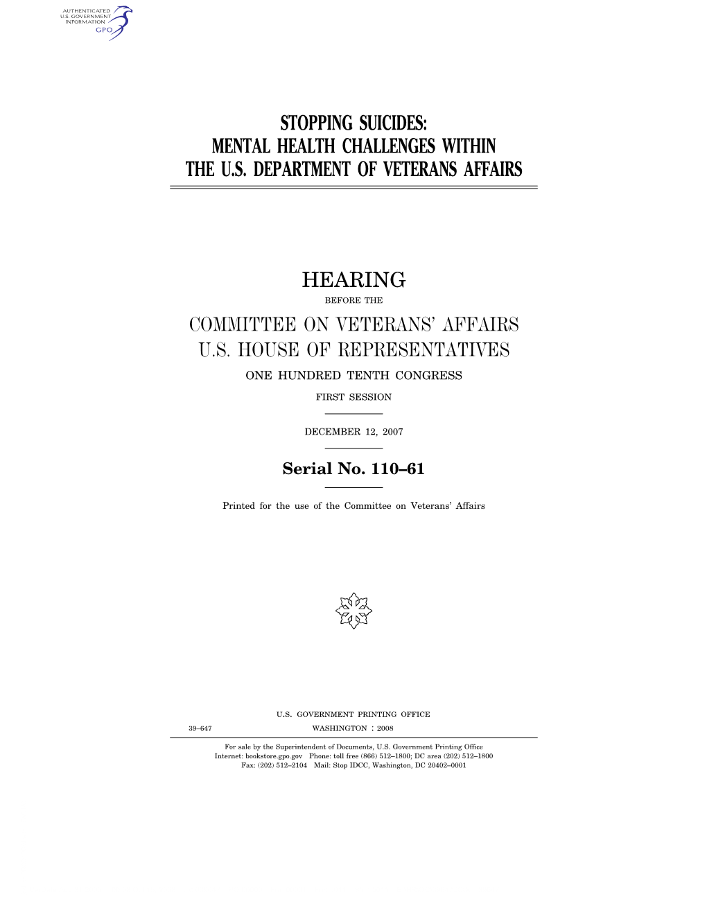Mental Health Challenges Within the Us Department of Veterans Affairs
