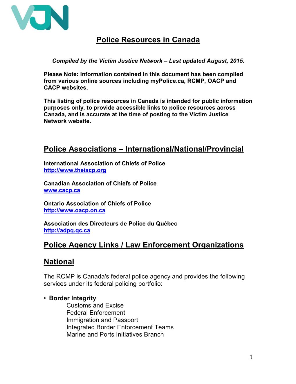 Police Resources in Canada Police