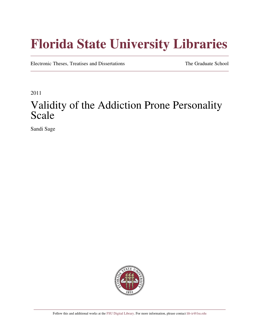 The Validity of the Addiction Prone Personality Scale