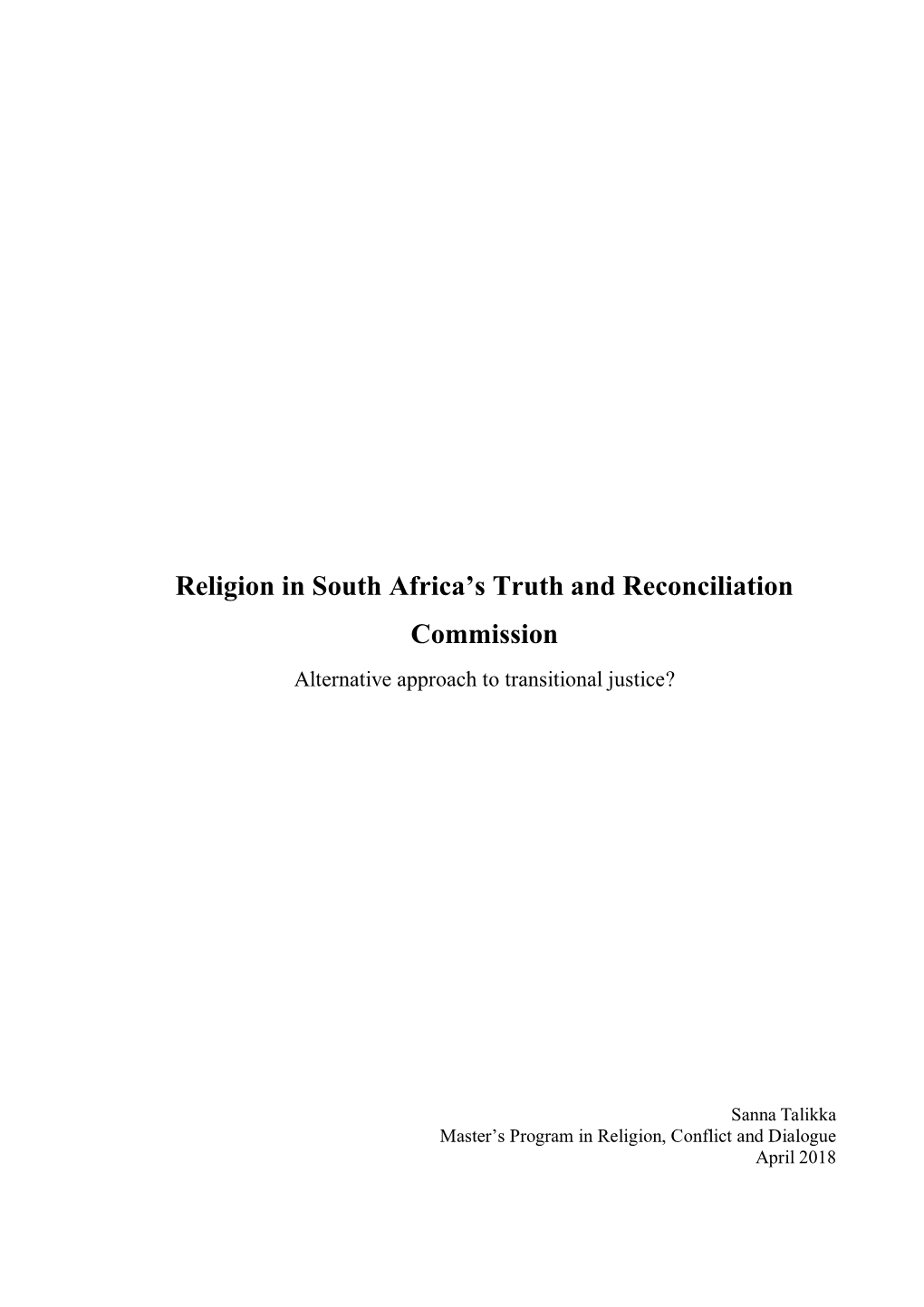 Religion in South Africa's Truth and Reconciliation Commission