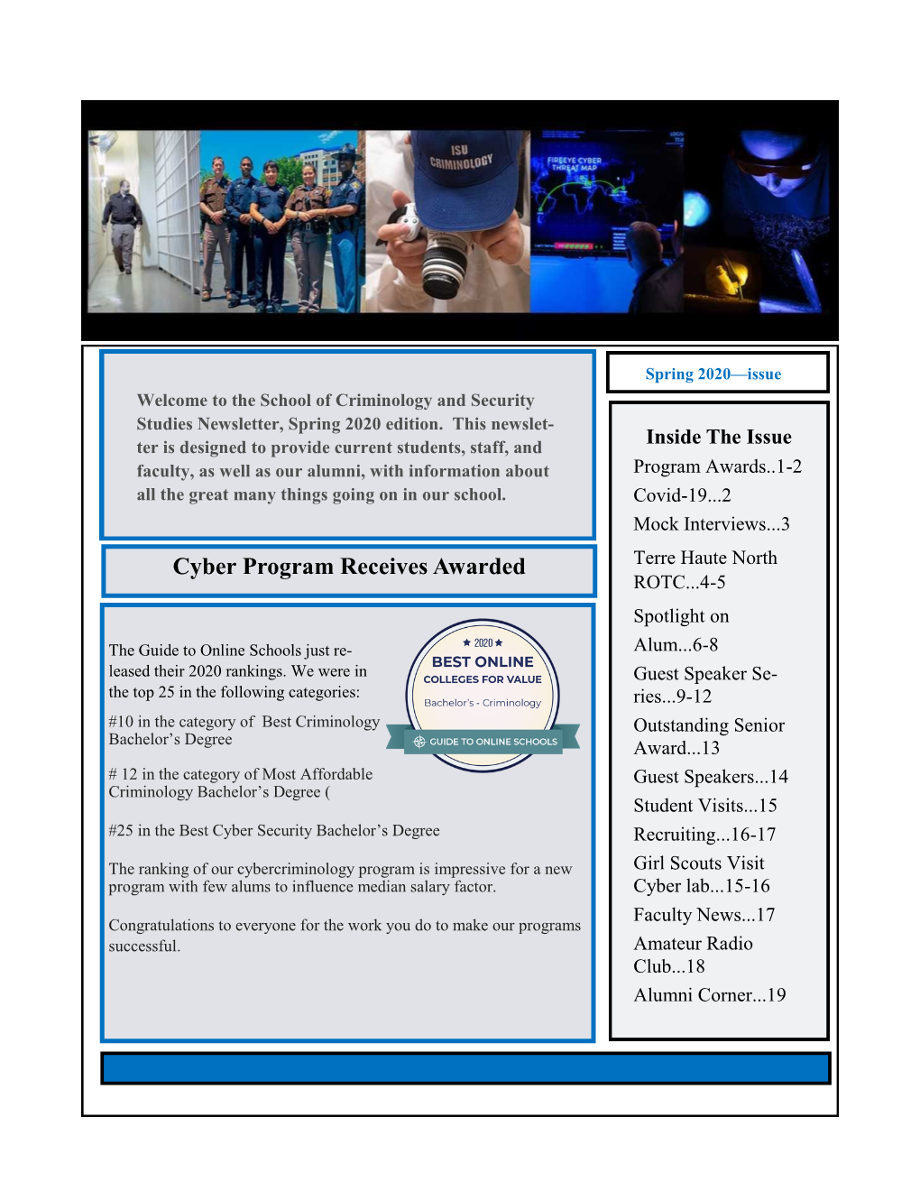Cyber Program Receives Awarded Terre Haute North ROTC...4-5
