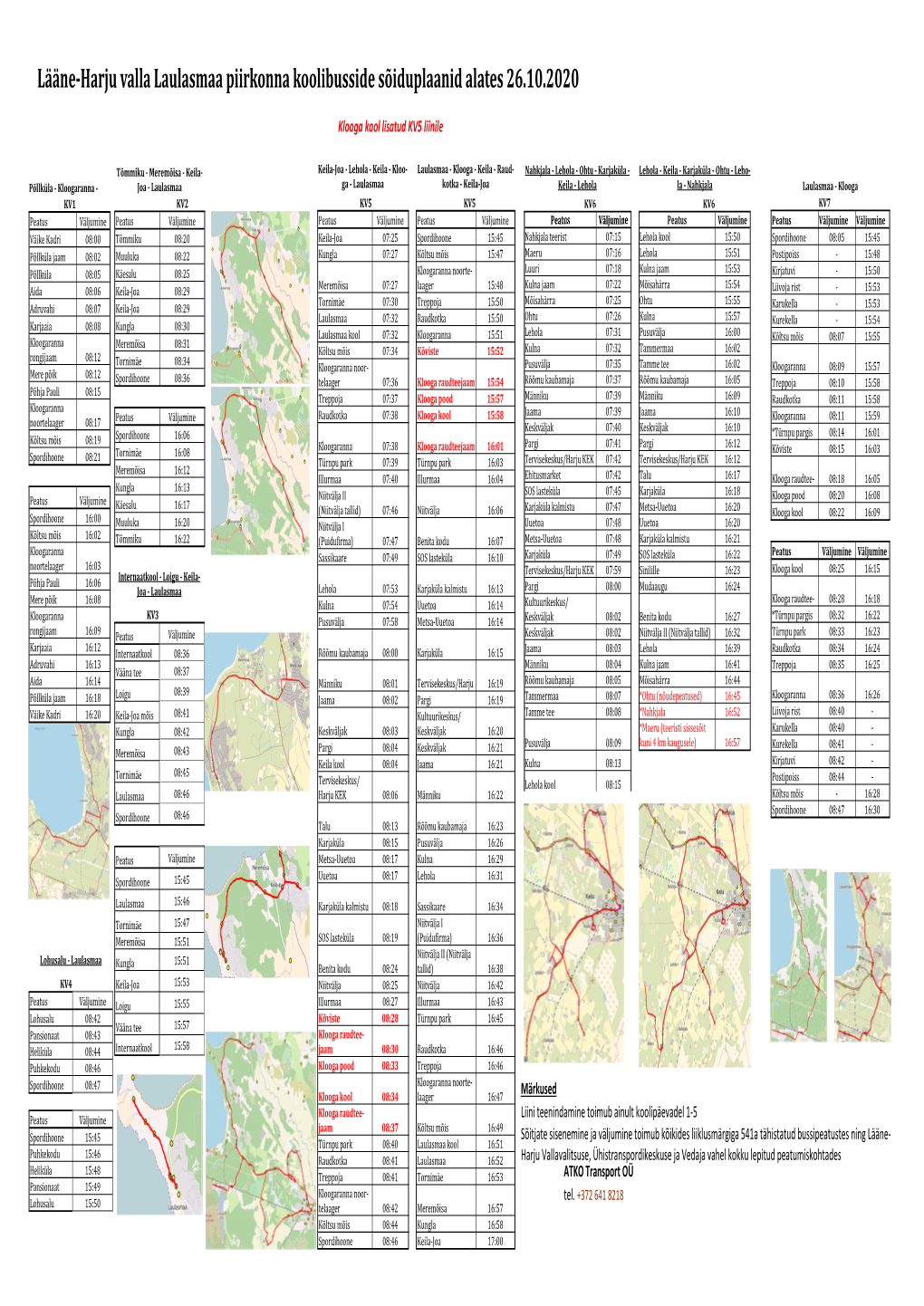 Koolibusside Sõidugraafik Alates 26.10.2020