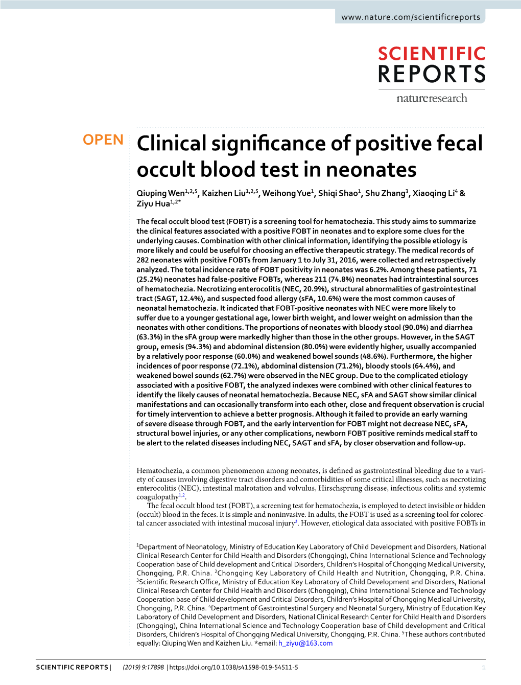 Clinical Significance of Positive Fecal Occult Blood Test in Neonates