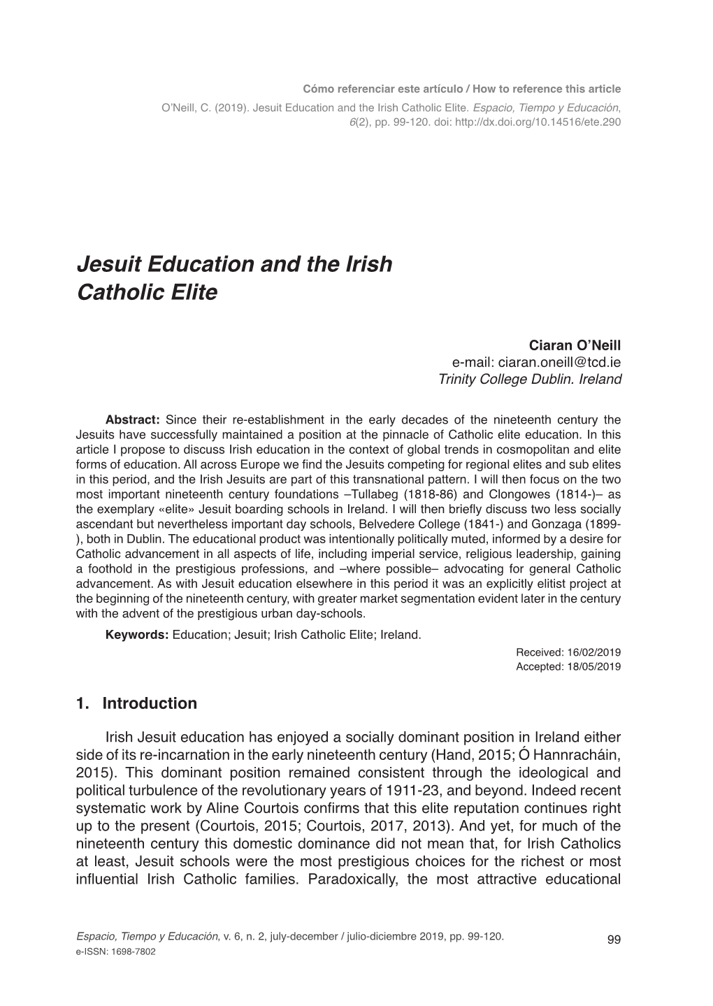 Jesuit Education and the Irish Catholic Elite