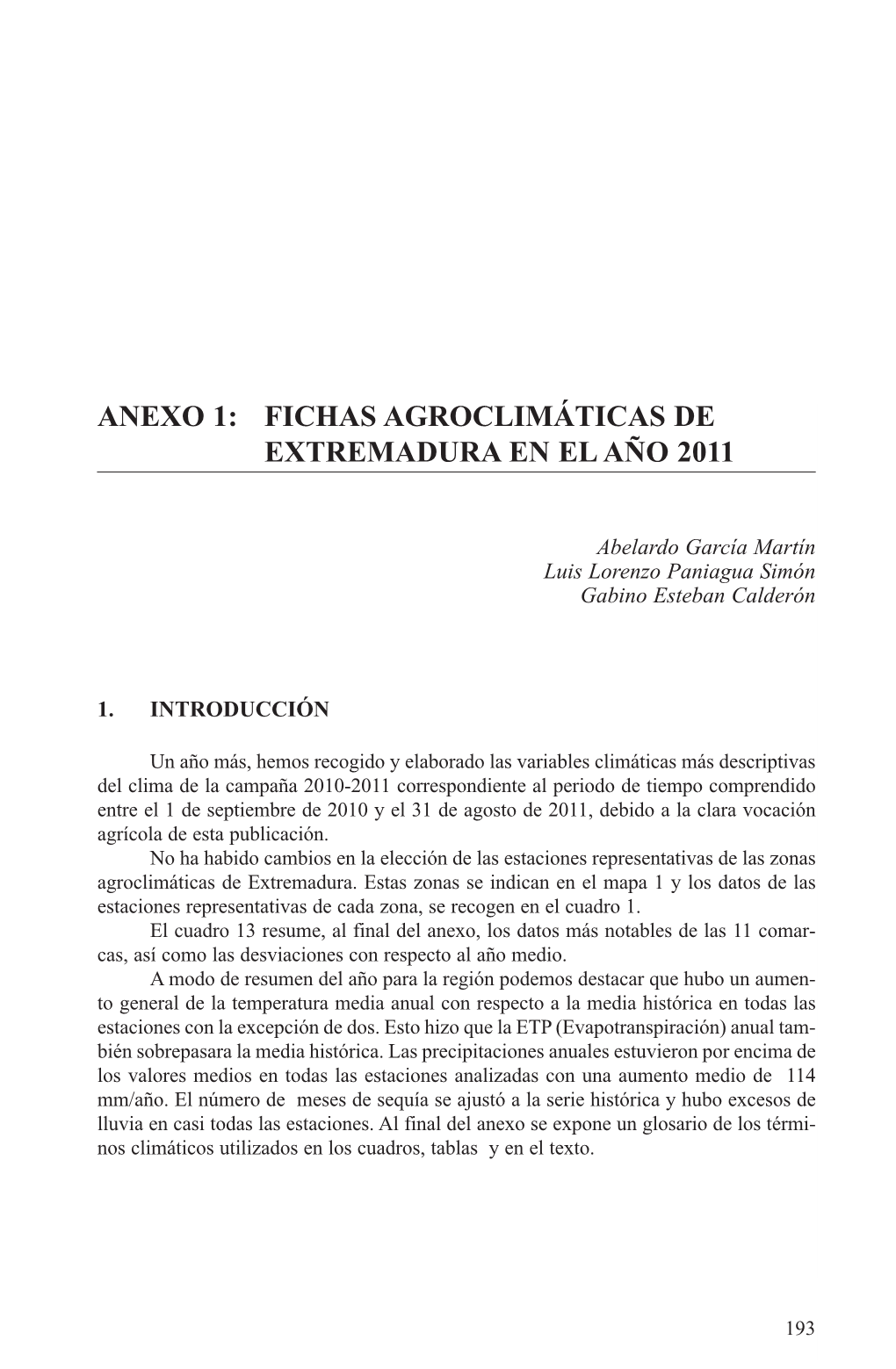 Anexo 1. Fichas Agroclimáticas De Extremadura