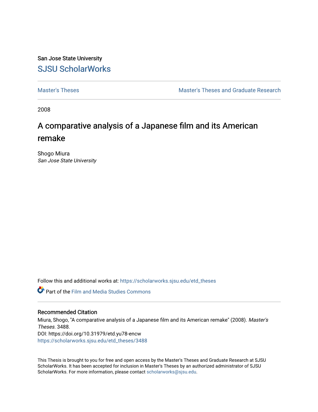 A Comparative Analysis of a Japanese Film and Its American Remake