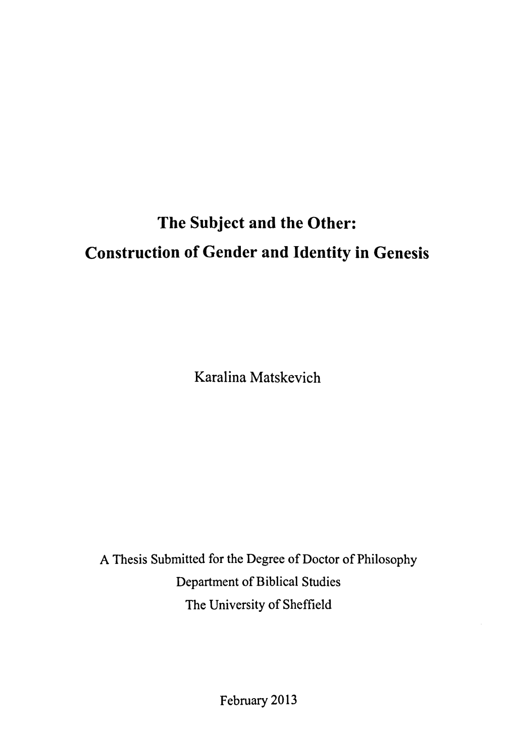 Construction of Gender and Identity in Genesis