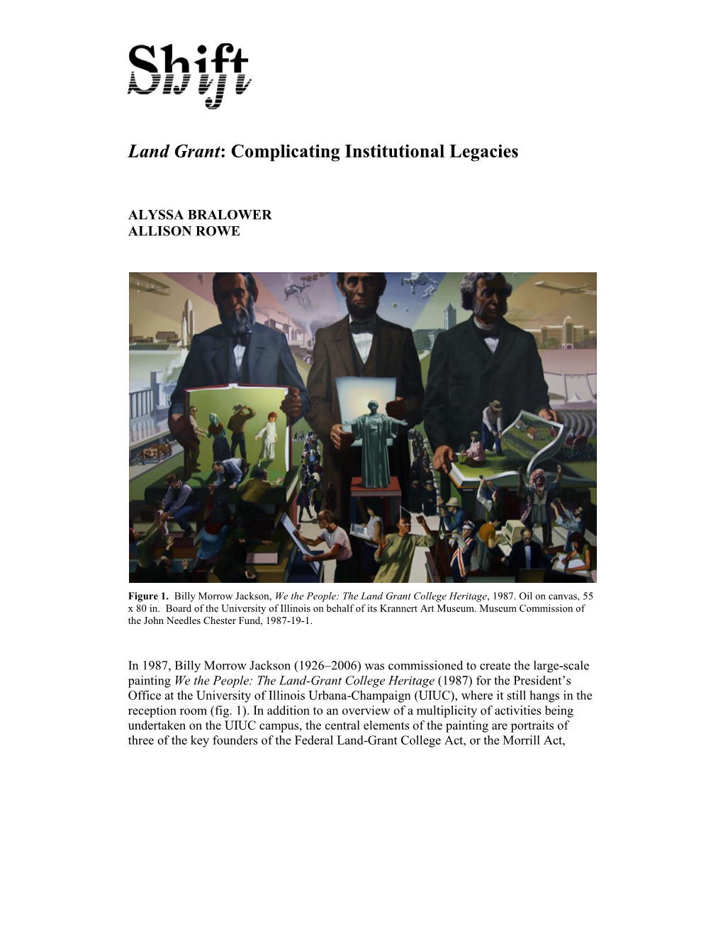 Land Grant: Complicating Institutional Legacies