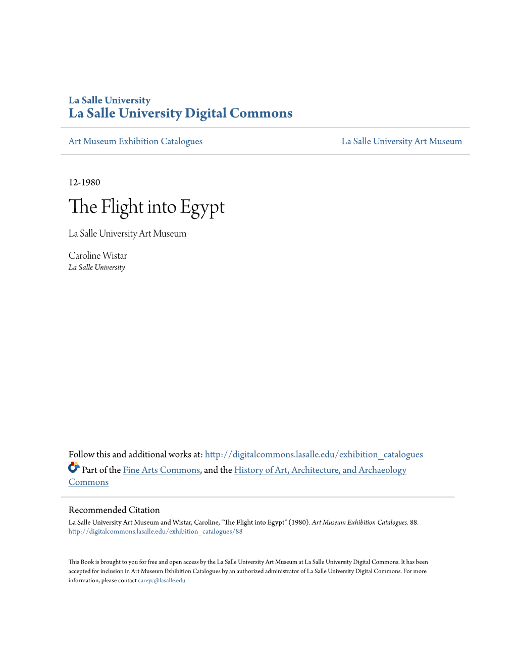 The Flight Into Egypt" (1980)