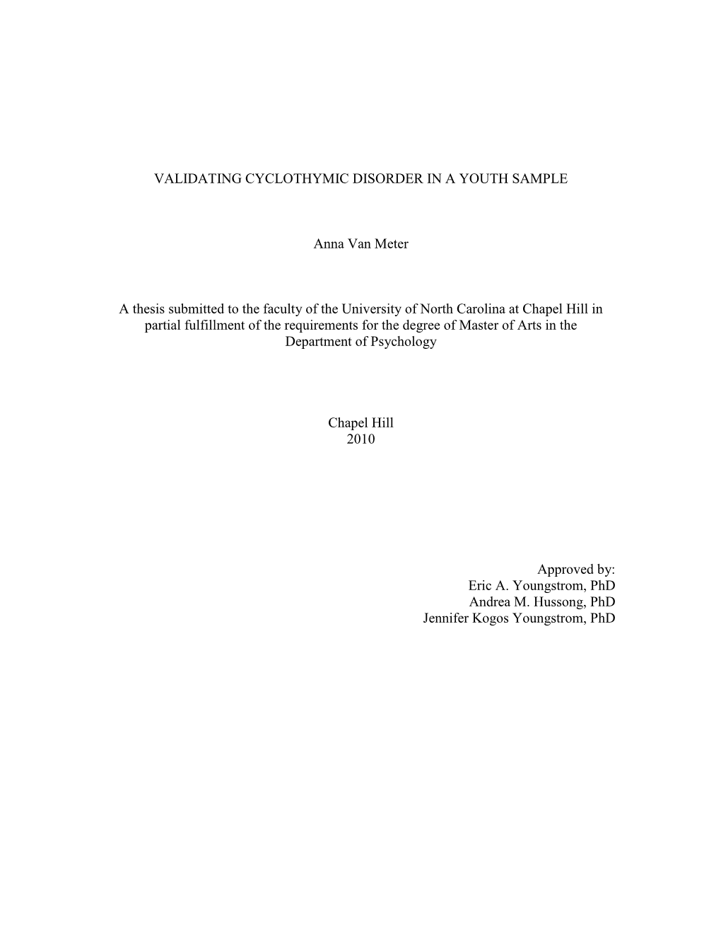 Validating Cyclothymic Disorder in a Youth Sample