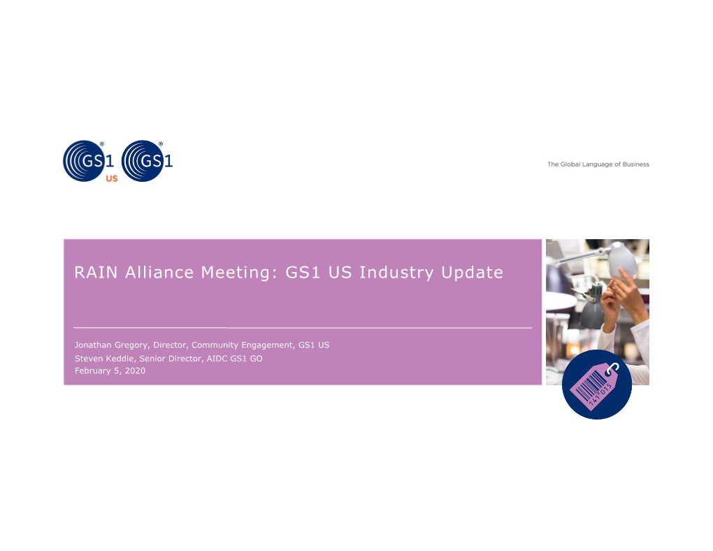 RAIN Alliance Meeting: GS1 US Industry Update