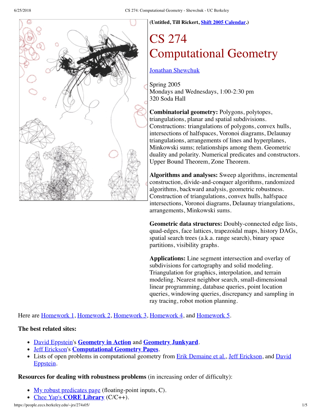 CS 274 Computational Geometry