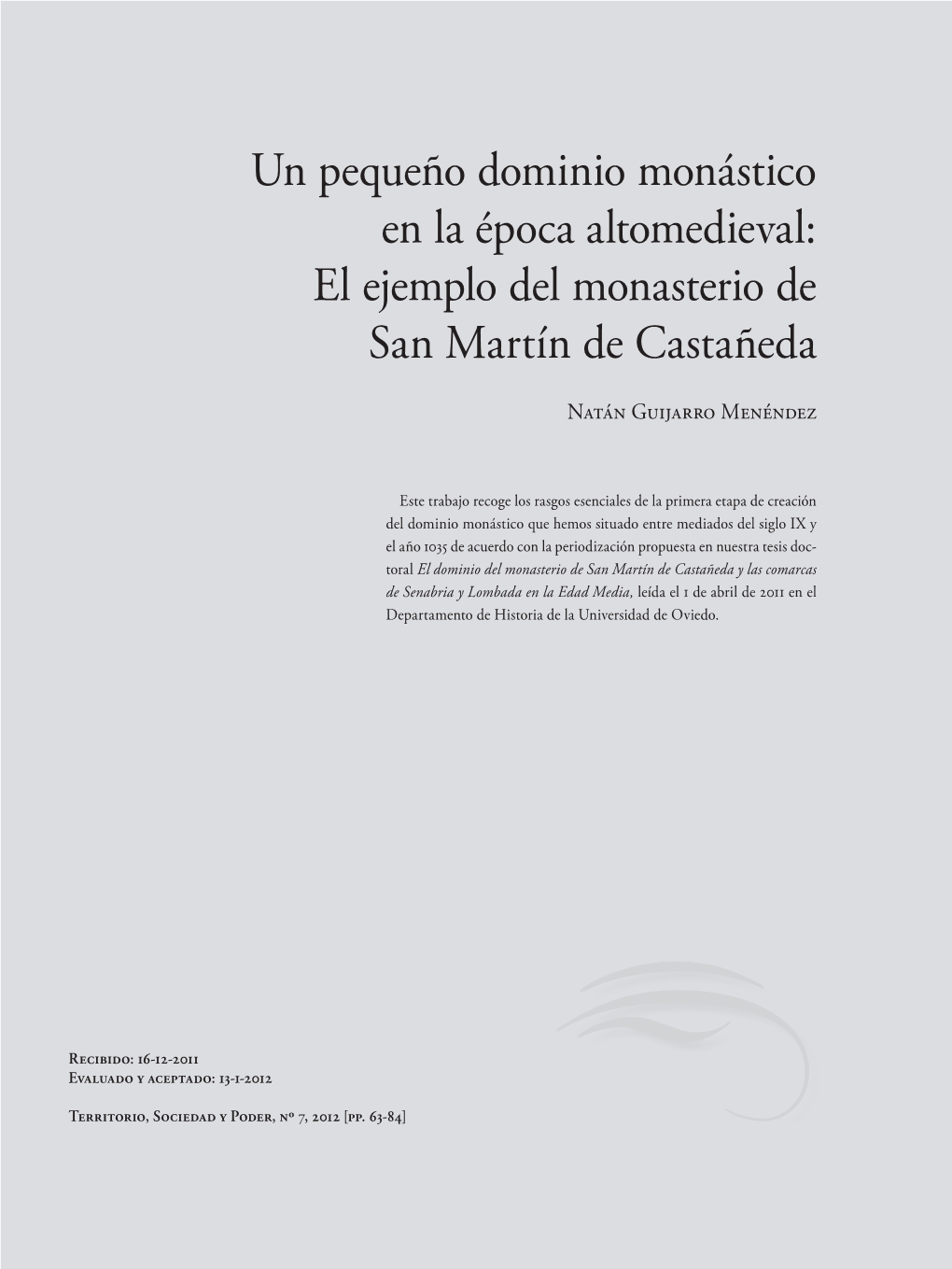 El Ejemplo Del Monasterio De San Martín De Castañeda