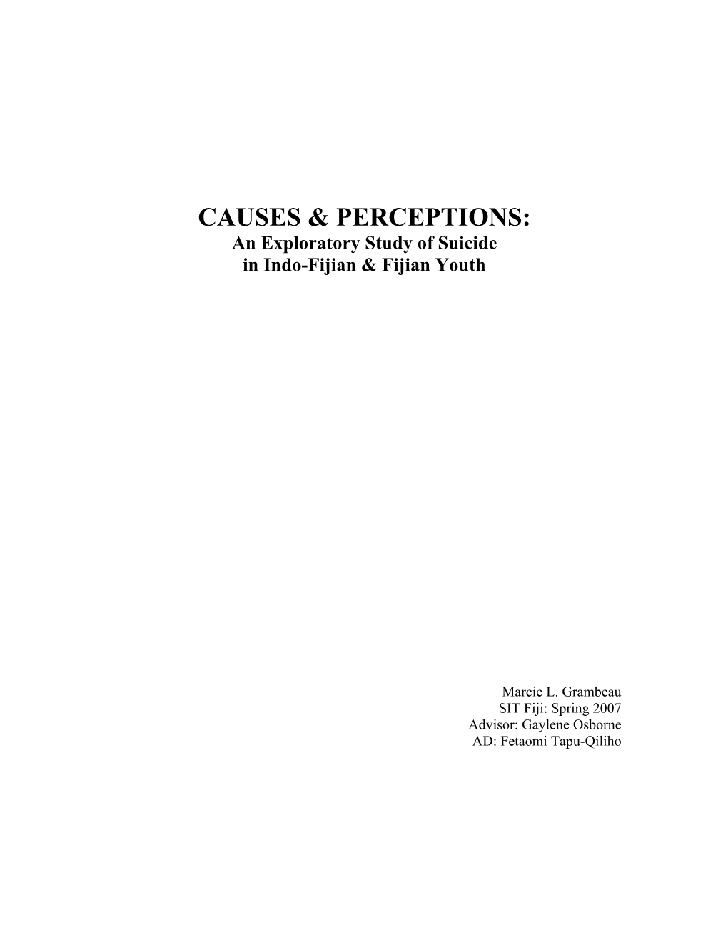 CAUSES & PERCEPTIONS: an Exploratory