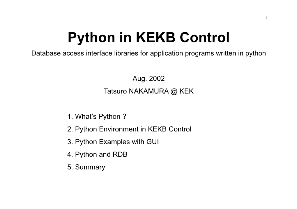 RDB and Application Programs at KEKB Control