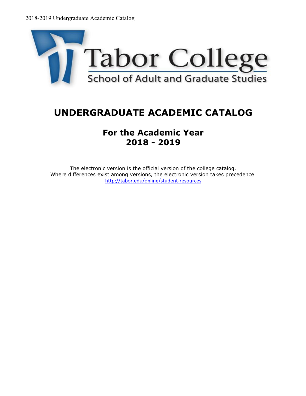 2018-2019 Undergraduate Academic Catalog