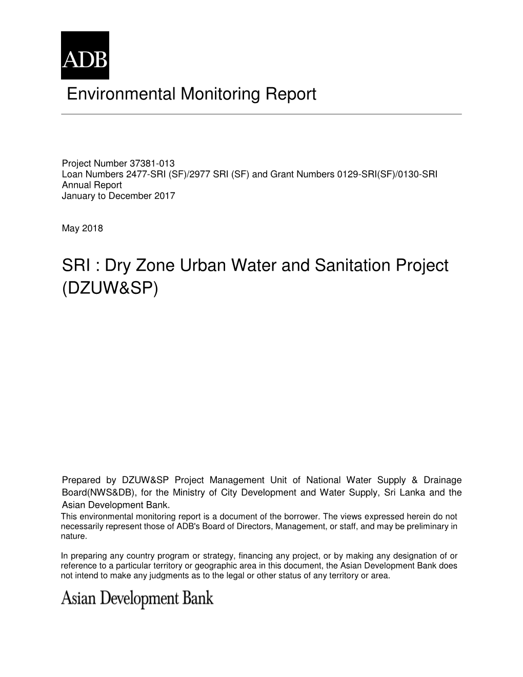 Dry Zone Urban Water and Sanitation Project (DZUW&SP)