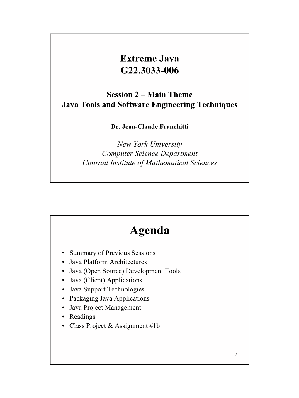 Session 2: Java Tools and Software Engineering Techniques