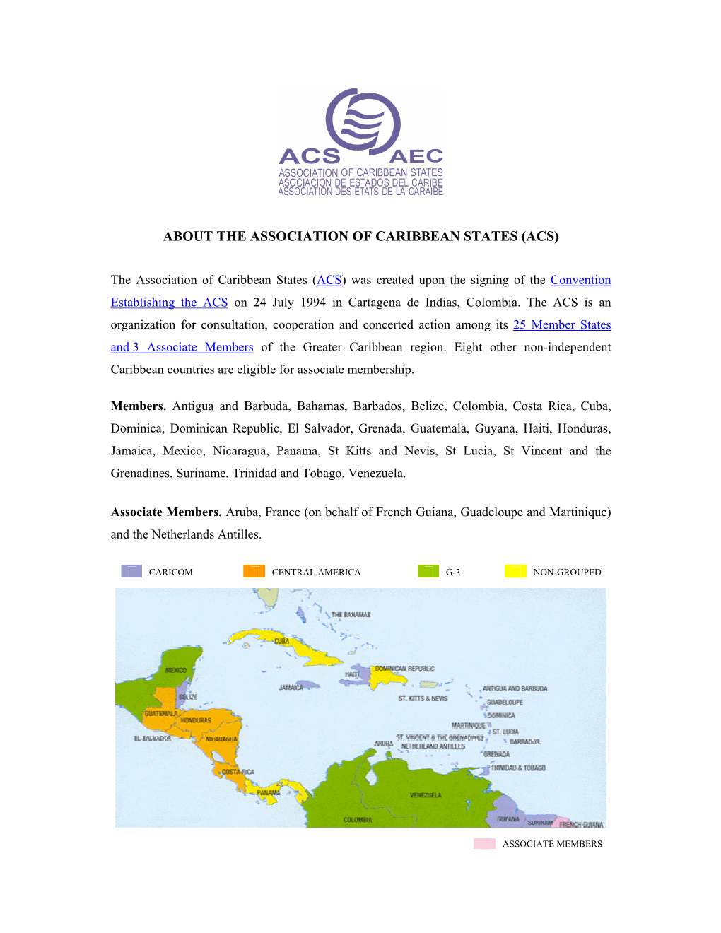 About the Association of Caribbean States (Acs)