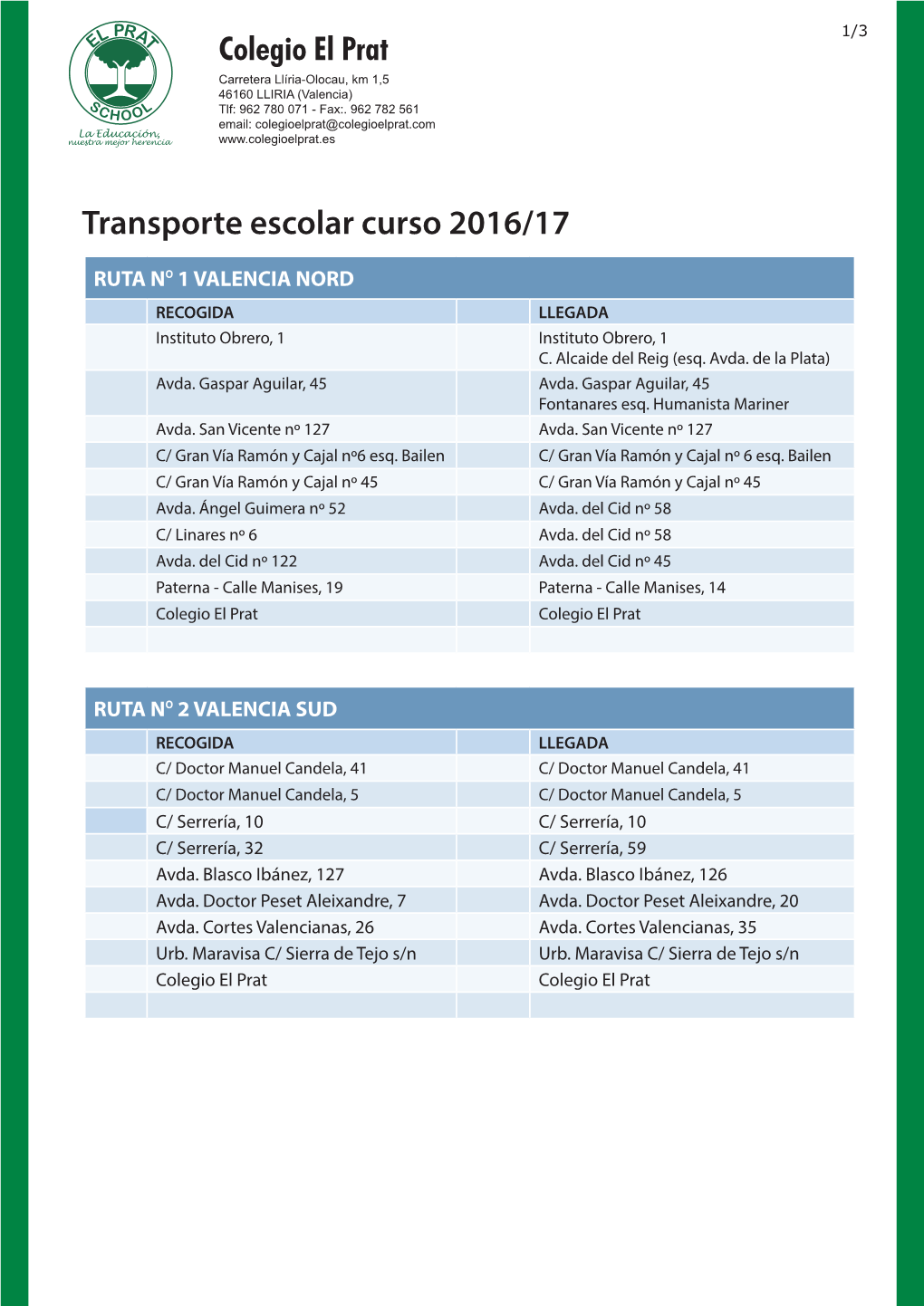 Transporte Escolar Curso 2016/17