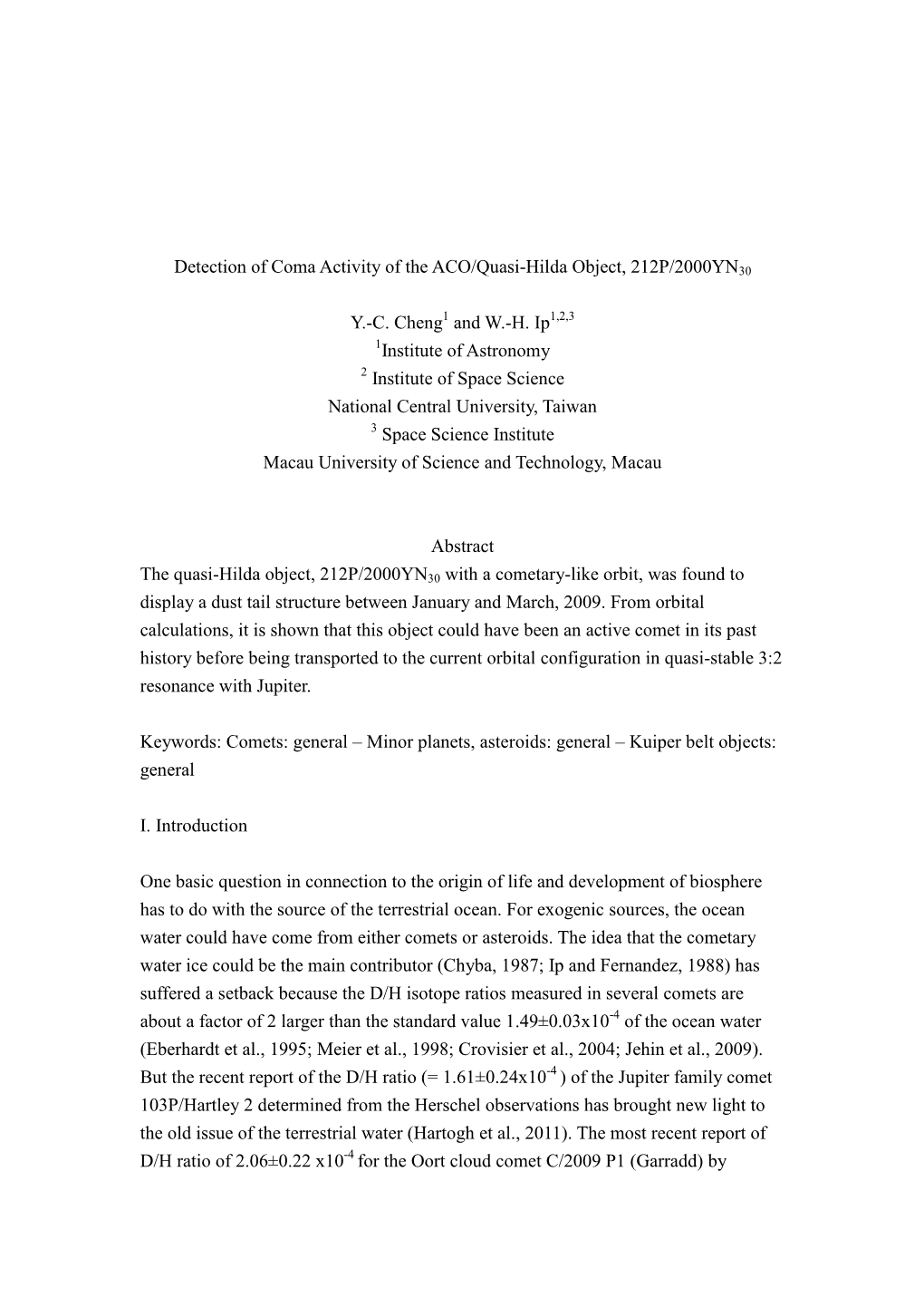 Detection of Coma Activity of the ACO/Quasi-Hilda Object, 212P/2000YN30 Y