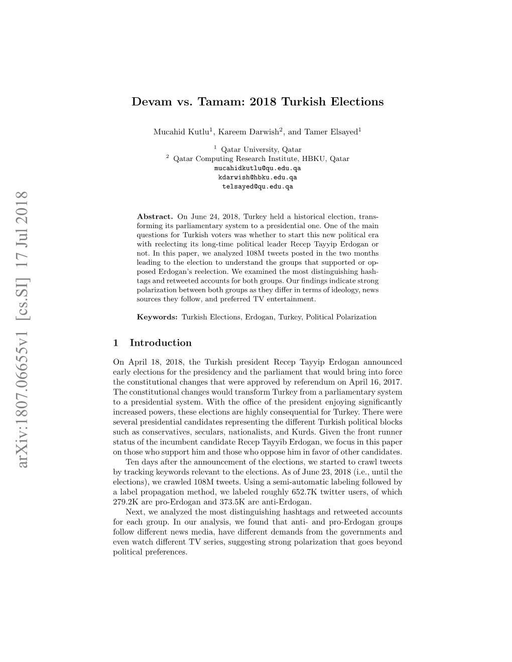 Devam Vs. Tamam: 2018 Turkish Elections