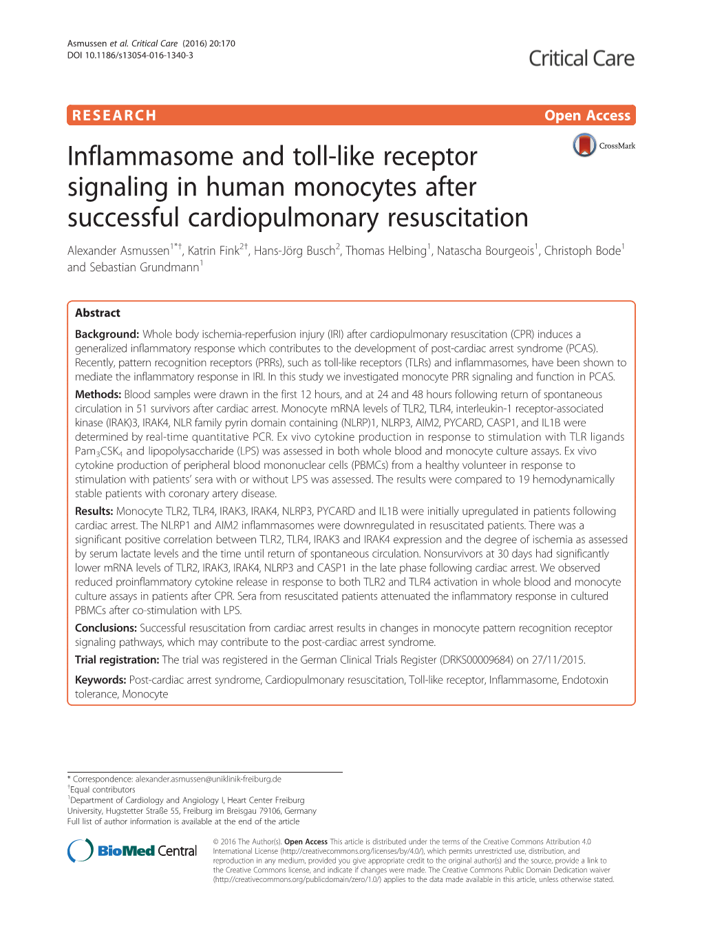 Inflammasome and Toll-Like Receptor Signaling in Human Monocytes After