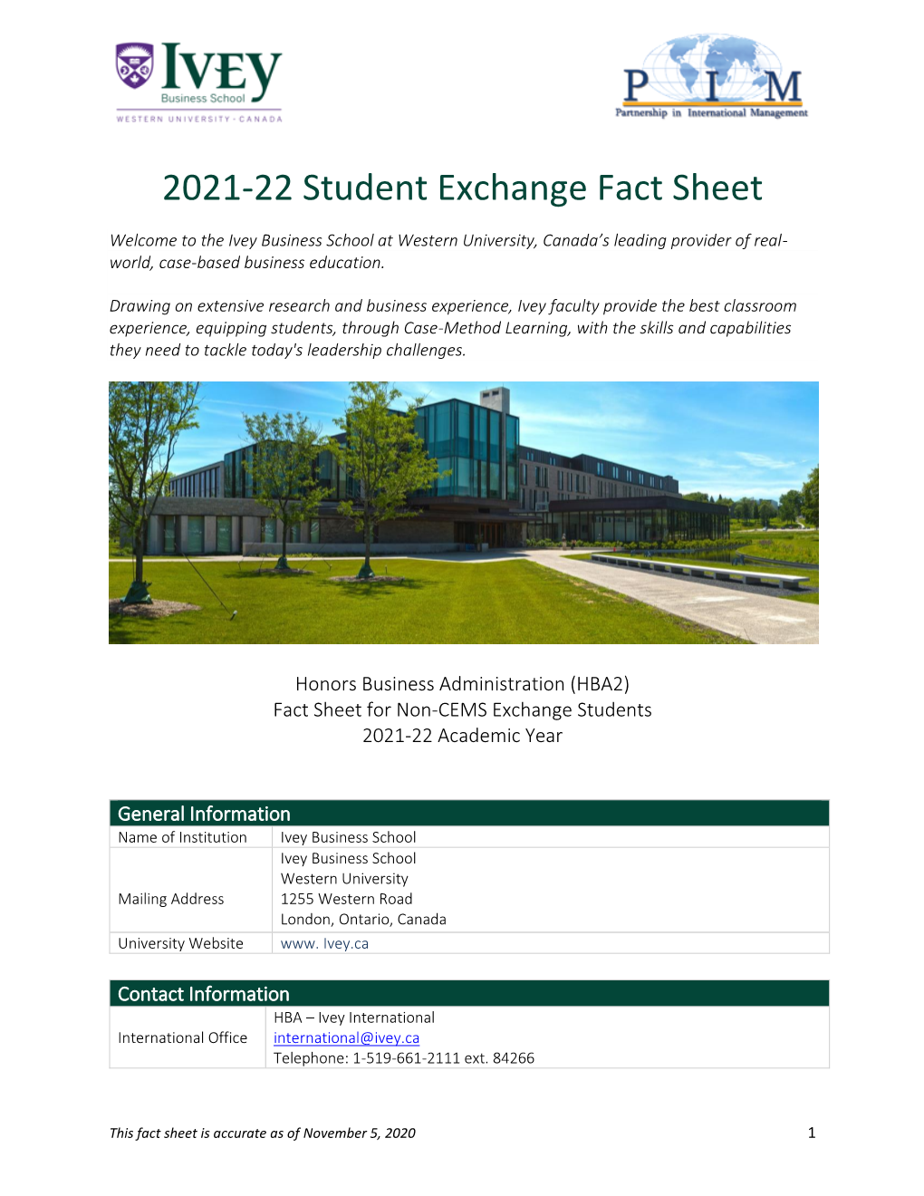 2021-22 Student Exchange Fact Sheet