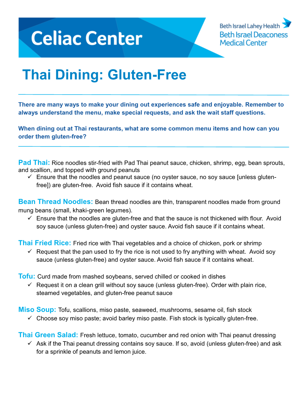 Thai Dining: Gluten-Free