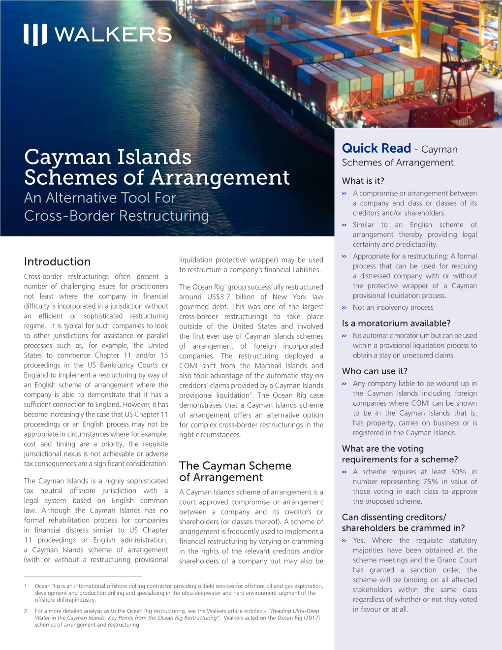 Cayman Islands Schemes of Arrangement an Alternative Tool for Cross-Border Restructuring