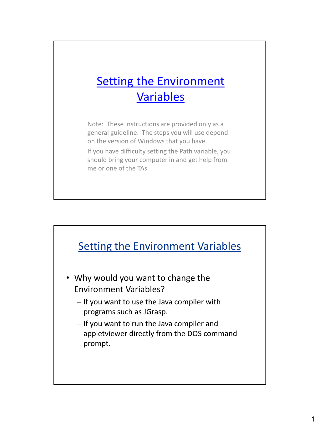 Setting the Environment Variables