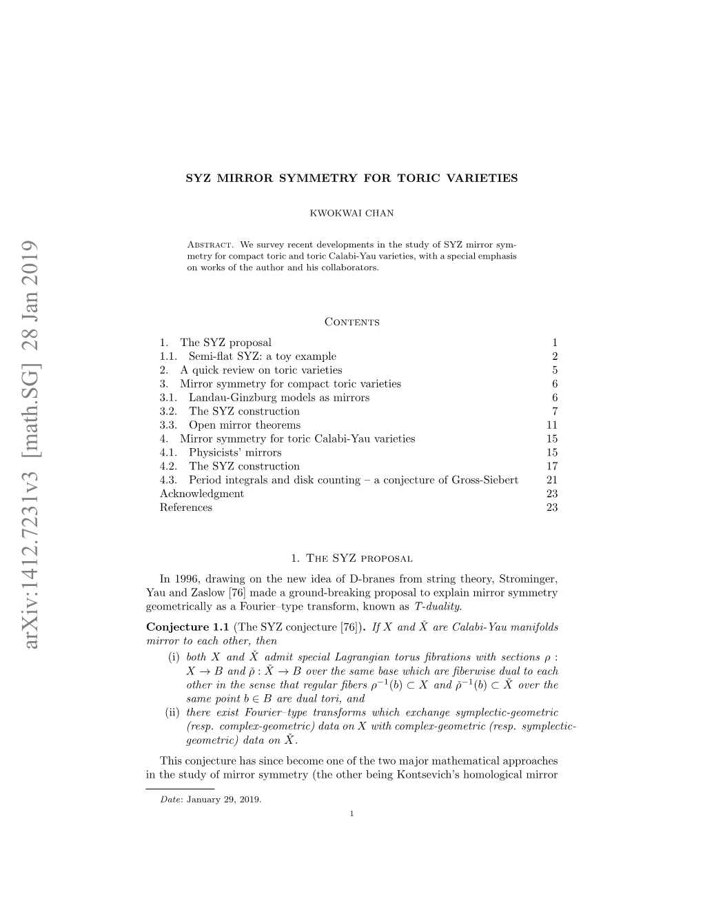 Syz Mirror Symmetry for Toric Varieties