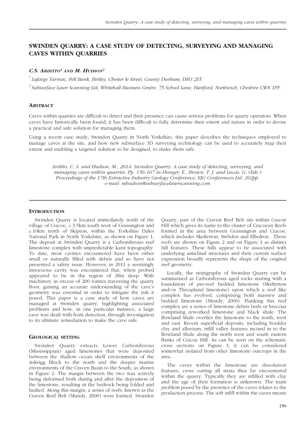 Swinden Quarry: a Case Study of Detecting, Surveying and Managing Caves Within Quarries