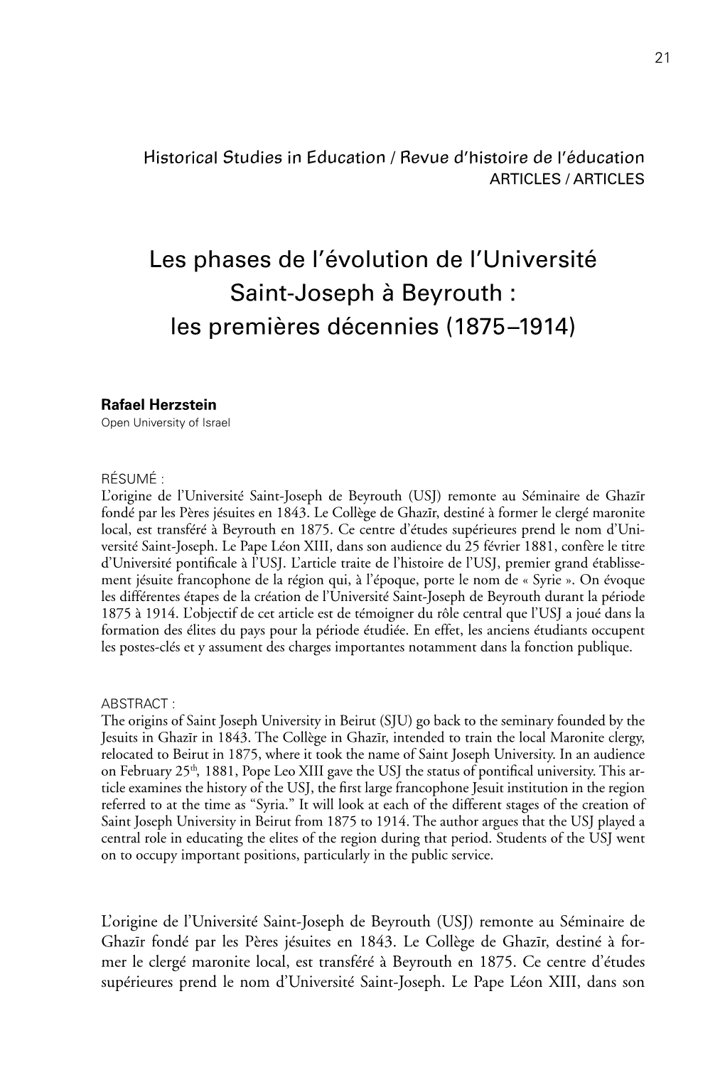 Les Phases De L'évolution De L'université Saint-Joseph À Beyrouth