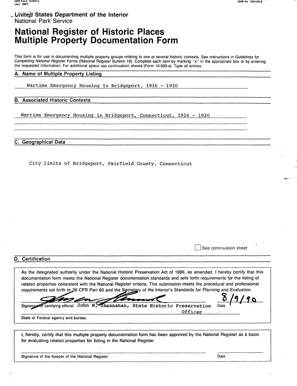 National Register of Historic Places Multiple Property Documentation Form