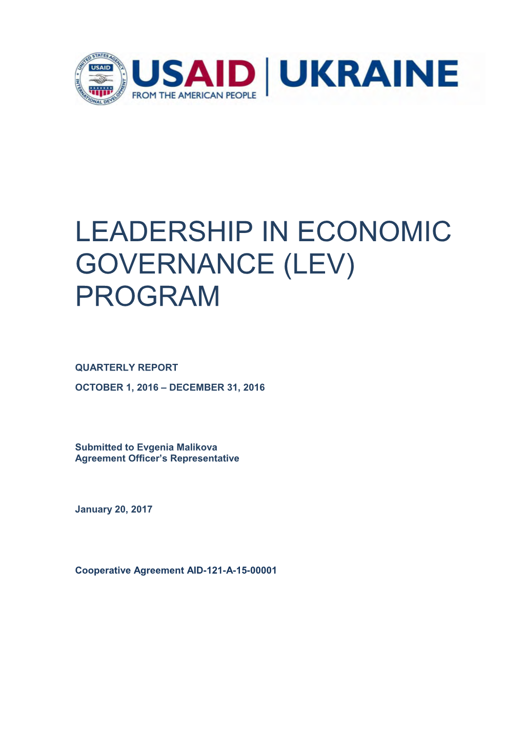 Leadership in Economic Governance (Lev) Program