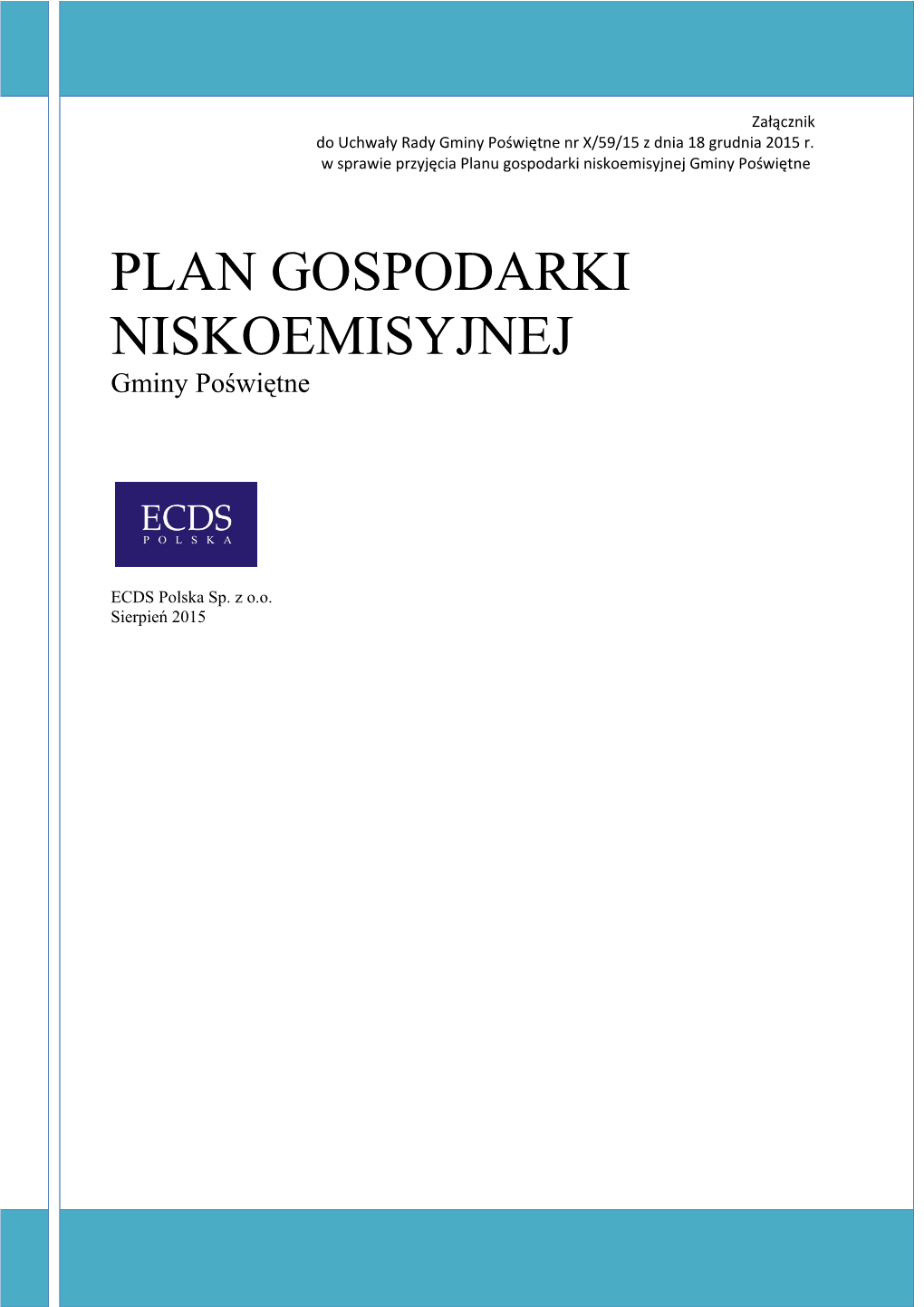 Plan Gospodarki Niskoemisyjnej Gminy Poświętne