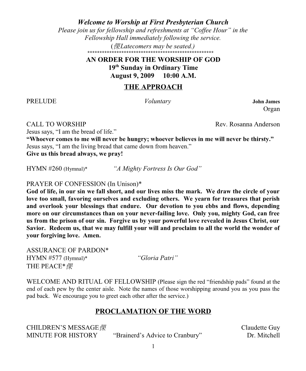 An Order for the Worship of God